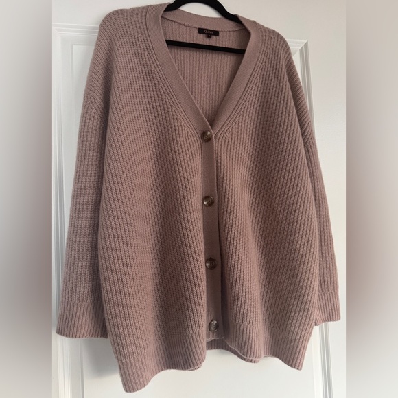 🌸 NWOT! QUINCE Mongolian Cashmere Oversized Boyfriend Cardigan MINK PINK S HTF 🌸 - Picture 2 of 11